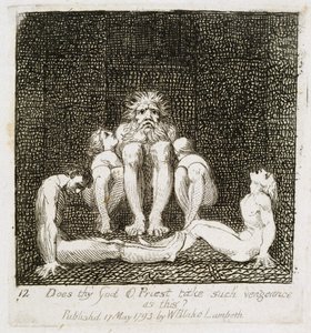 هل يأخذ الكاهن إلهك مثل هذا الانتقام ، اللوحة 13 من "للأطفال". أبواب الجنة ، 1793 بواسطة وليام بليك